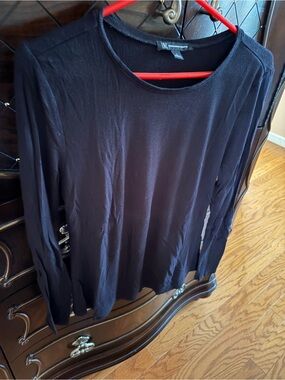 INC International Concepts Blue Long Sleeve Ribbed Crew Tee size Large